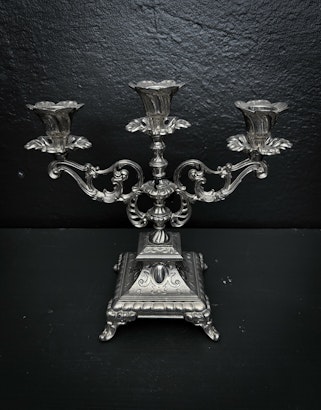 Trearmad ljusstake silver